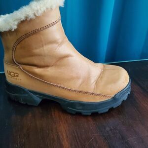 Vintage Leather & Sheep Skin Ugg Zip up Boots w/Non-Slip soles 6